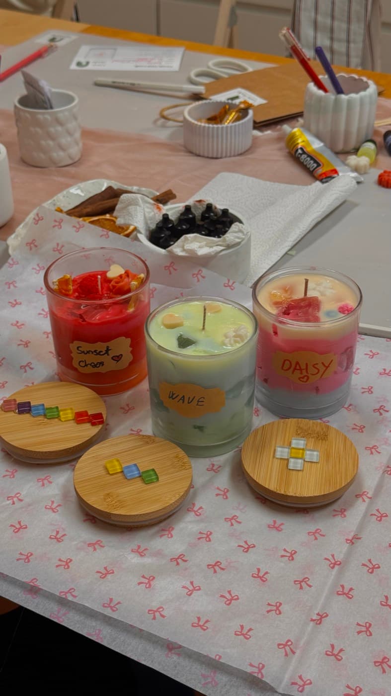 Drink candles made at the workshop